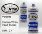 Preview: Porsche, Carrara White Pearl Tricoat, S9R / 2Y: 400ml Sprühdose + 400ml Klarlack - Set, von ATW Autoteile West.